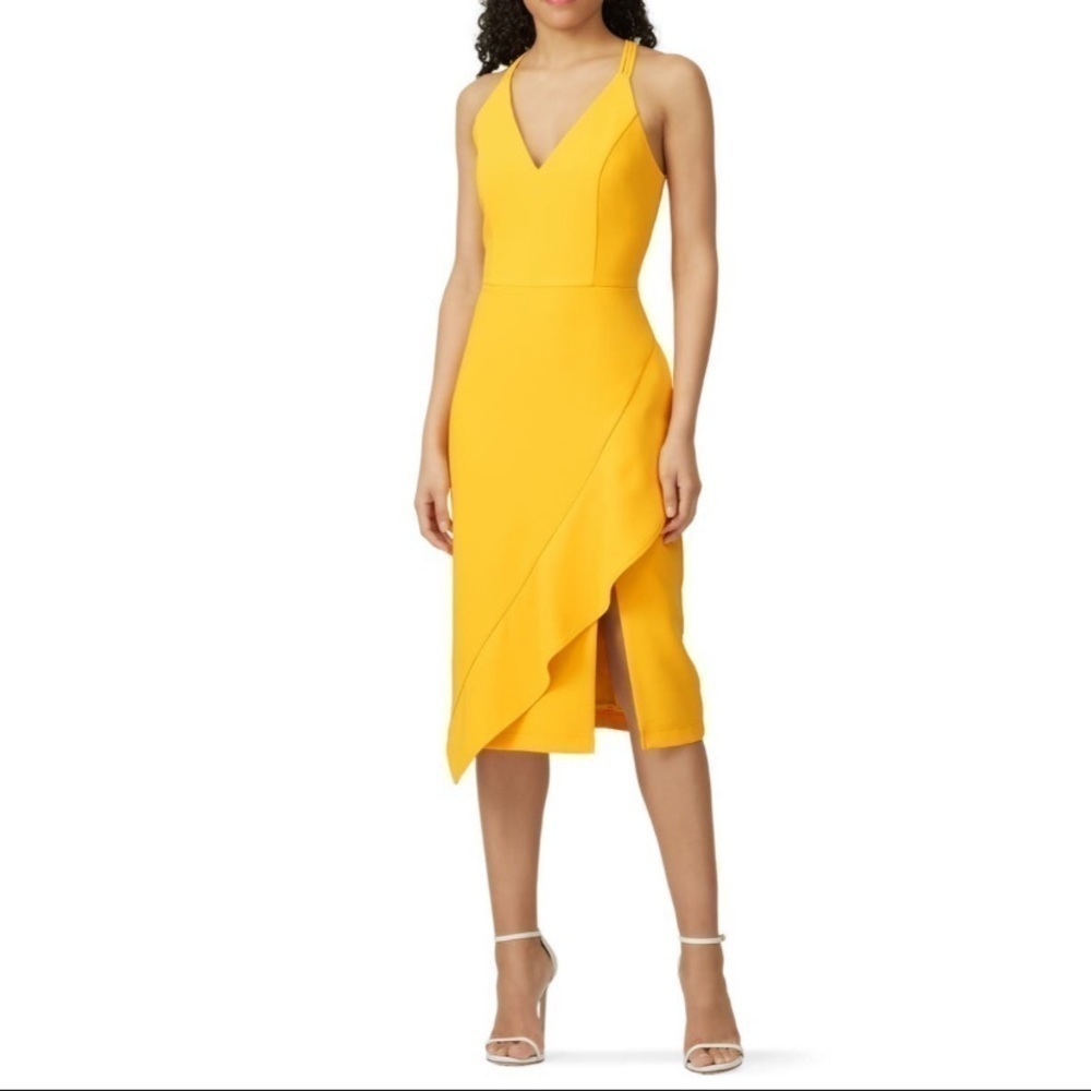 Harlyn Yellow Sheath Asymmetrical Dress